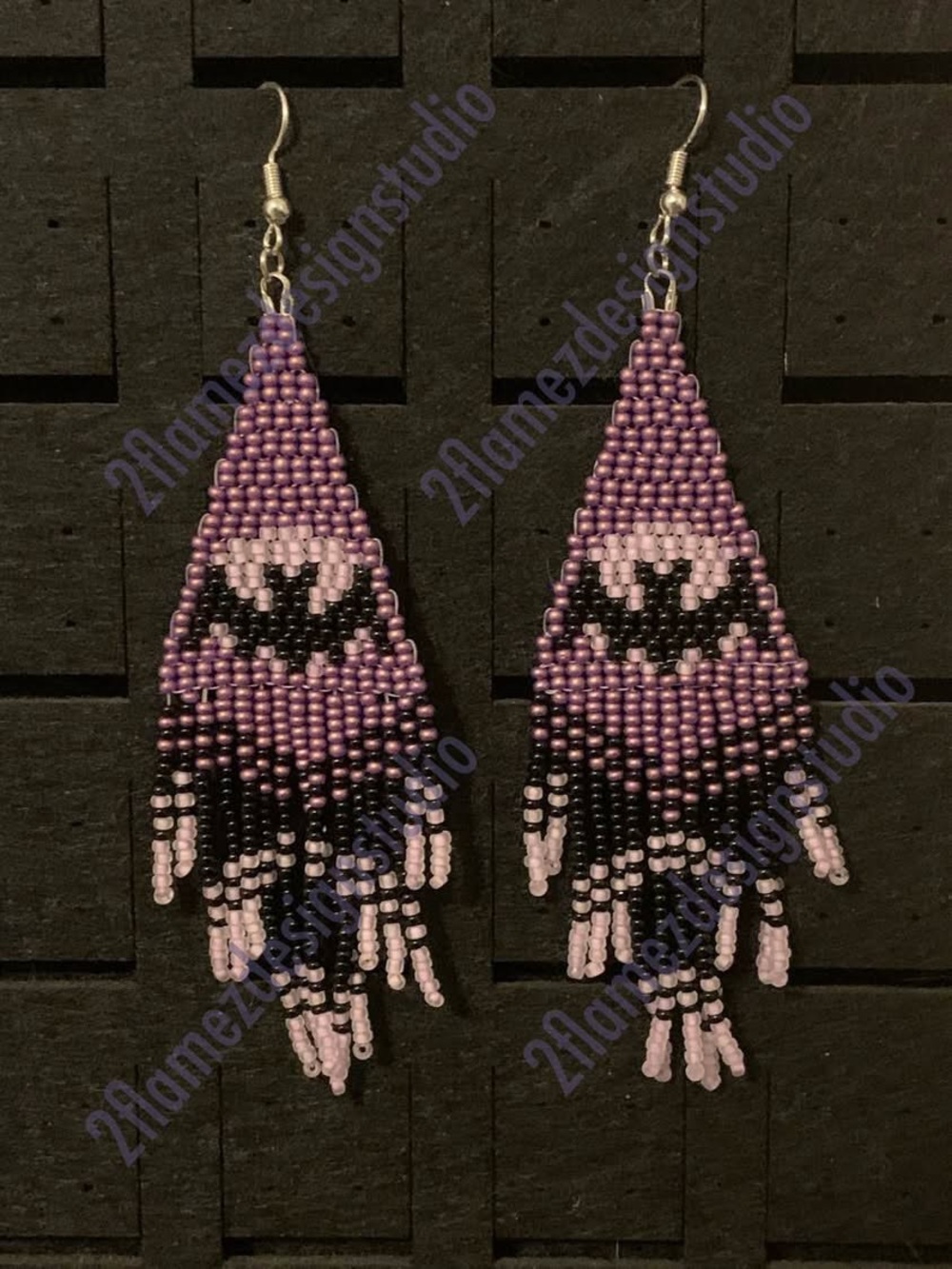Glow-In-The-Dark Bat Seed Bead Earrings